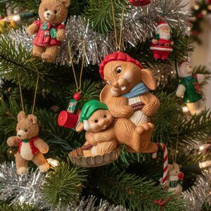 Vintage Hallmark Bottlecap Fun Bunnies Christmas Ornament Holiday Decor Gift